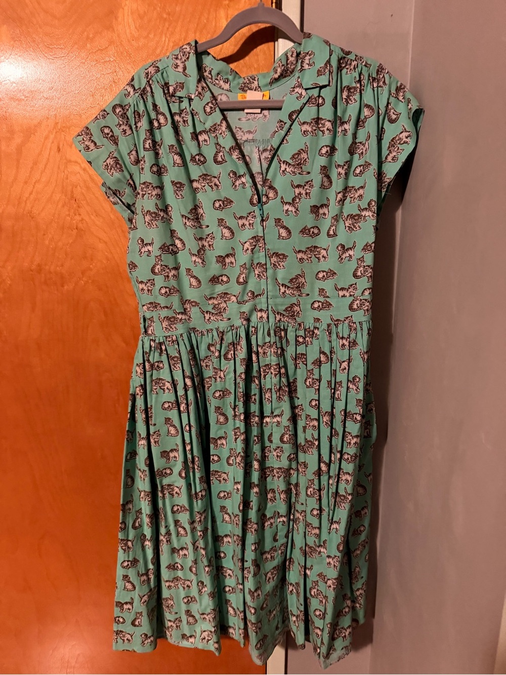 Bernie Dexter Shirtwaist Dress in Blue Kitten Print